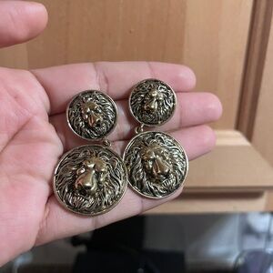 Gold Lion Head Drop Earrings